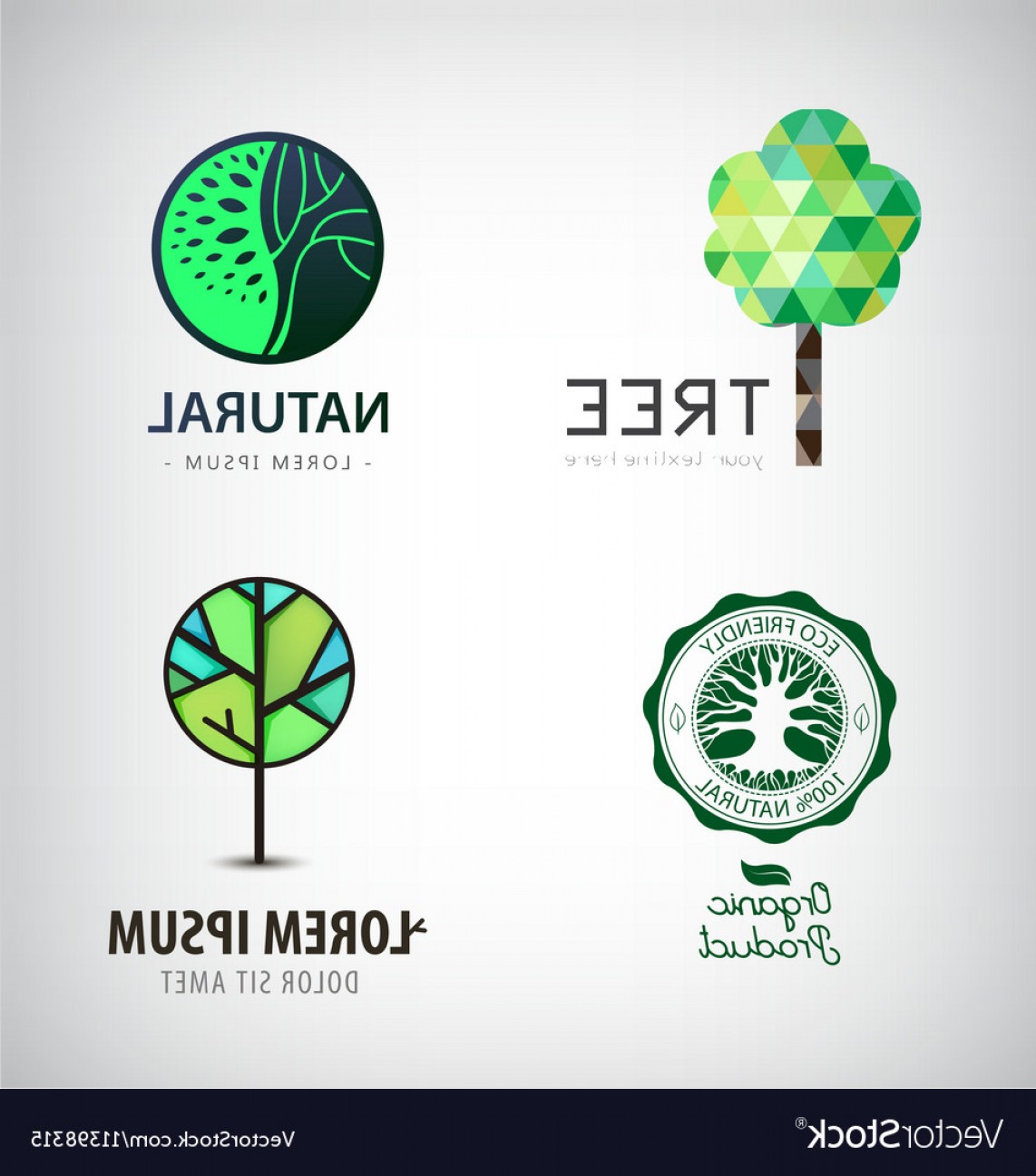 1142x1296 Set Of Green Tree Logos Eco Organic Vector Handandbeak