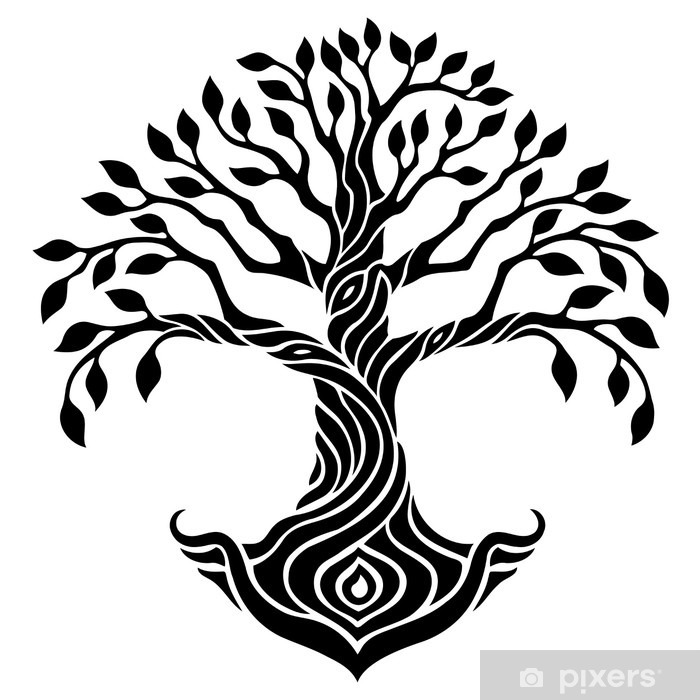 700x700 Vector Illustration, Decorative Tree Of Life, Black And White