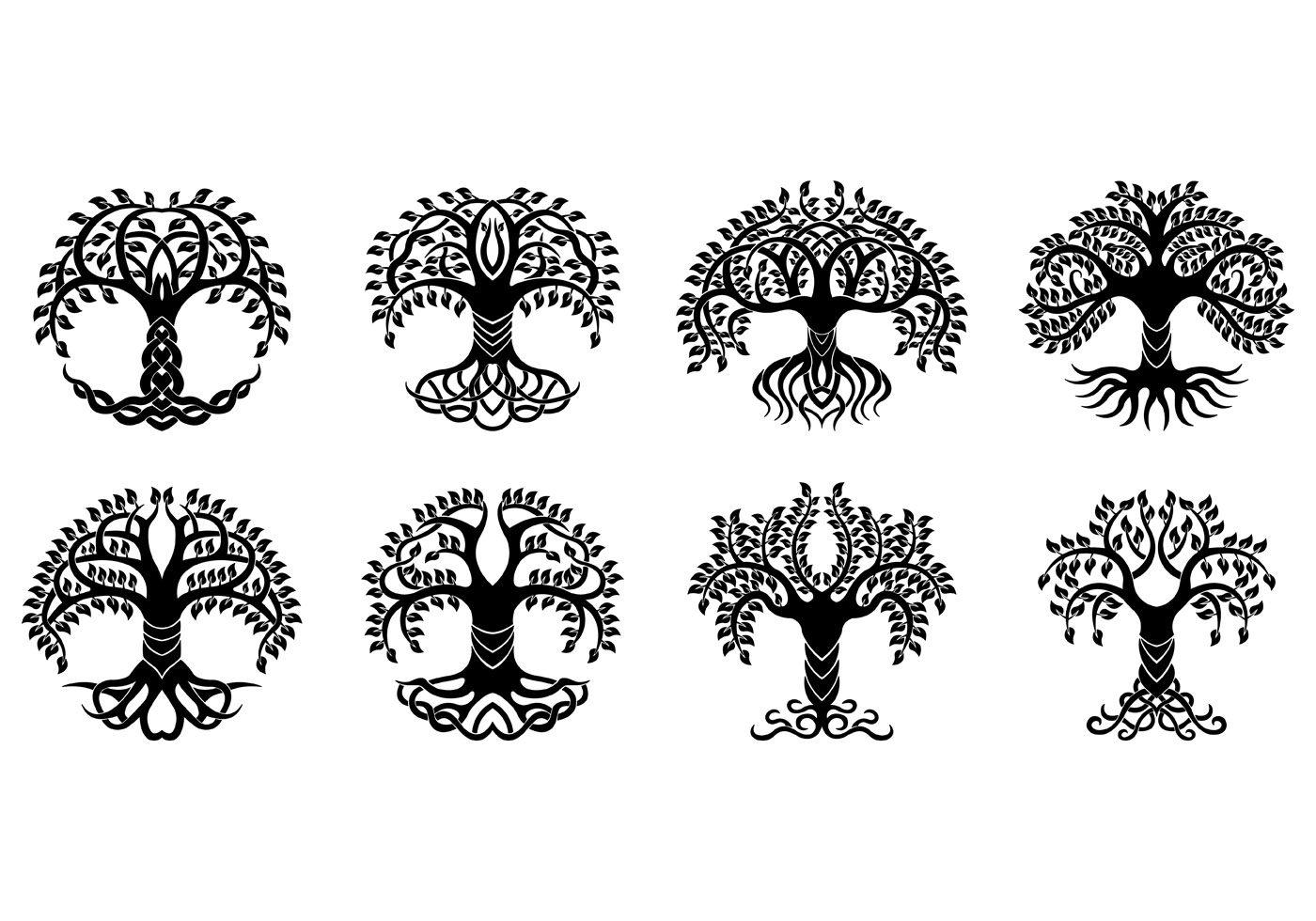Set Of Celtic Tree Vector 1400x980 Set Of Celtic Tree Vector