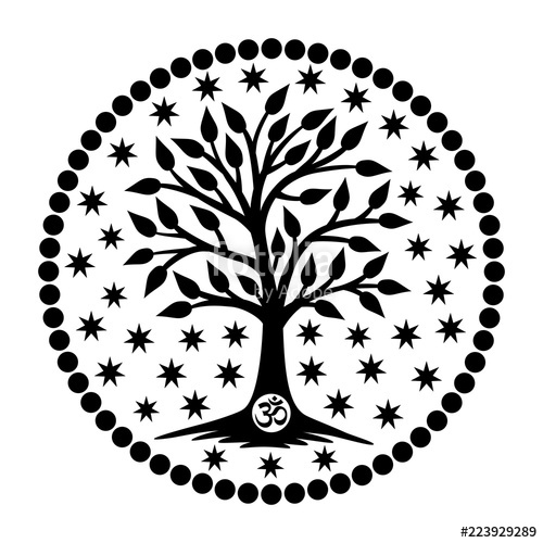 The Tree Of Life With The Aum Om Ohm Sign In The Center 500x500 The Tree Of Life With The Aum Om Ohm Sign In The Center