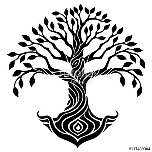Vector Illustration, Decorative Tree Of Life, Black And White 500x500 Vector Illustration, Decorative Tree Of Life, Black And White