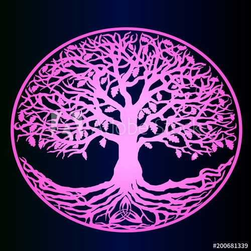 500x500 Pink Gradient Tree Of Life Vector On Blue Gradient Background