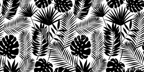 Summer Tropical Palm Tree Leaves Seamless Pattern Vector Grunge 500x250 Summer Tropical Palm Tree Leaves Seamless Pattern Vector Grunge
