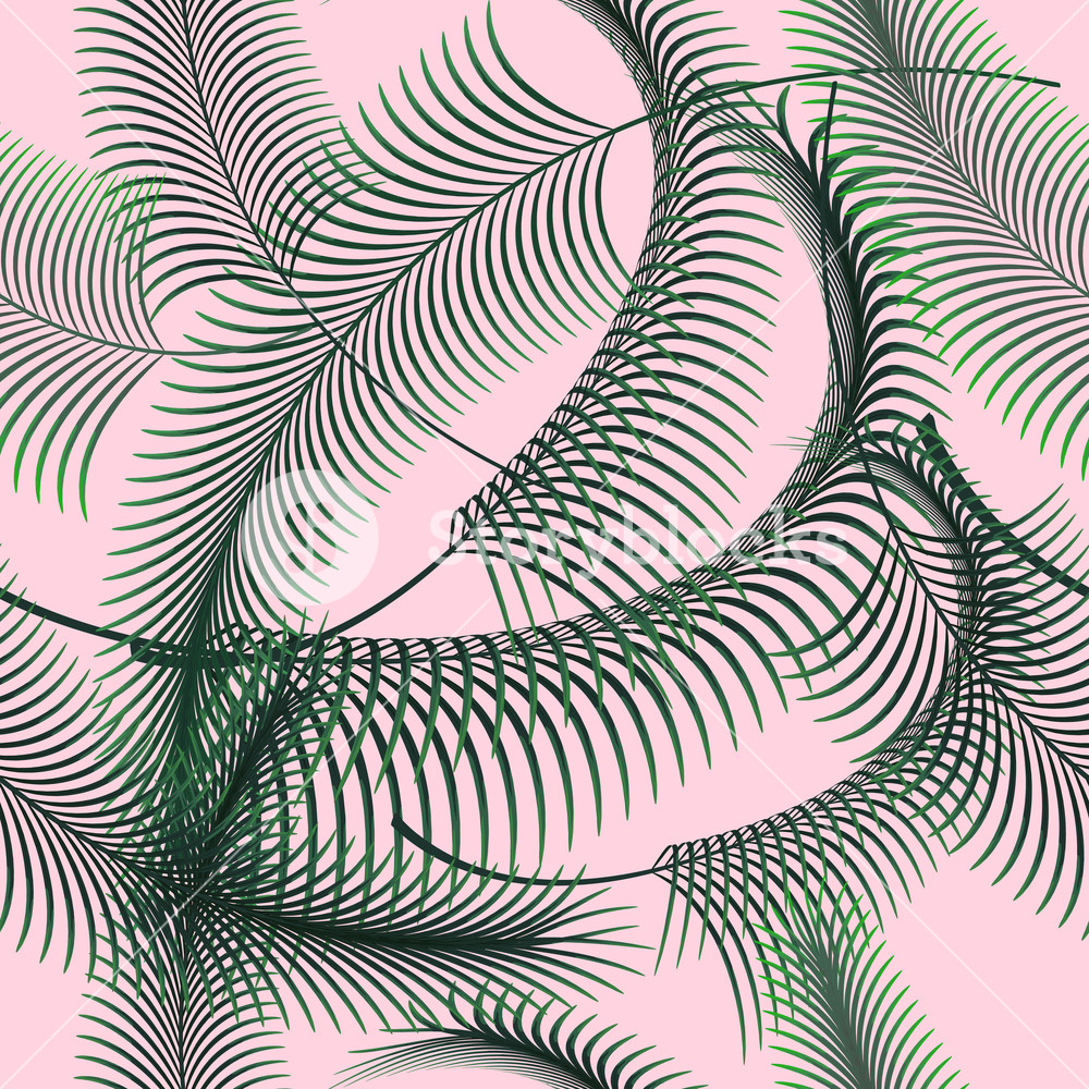 Botany Palm Leaves On Pink Trendy Background Seamless Pattern 1000x1000 Botany Palm Leaves On Pink Trendy Background Seamless Pattern