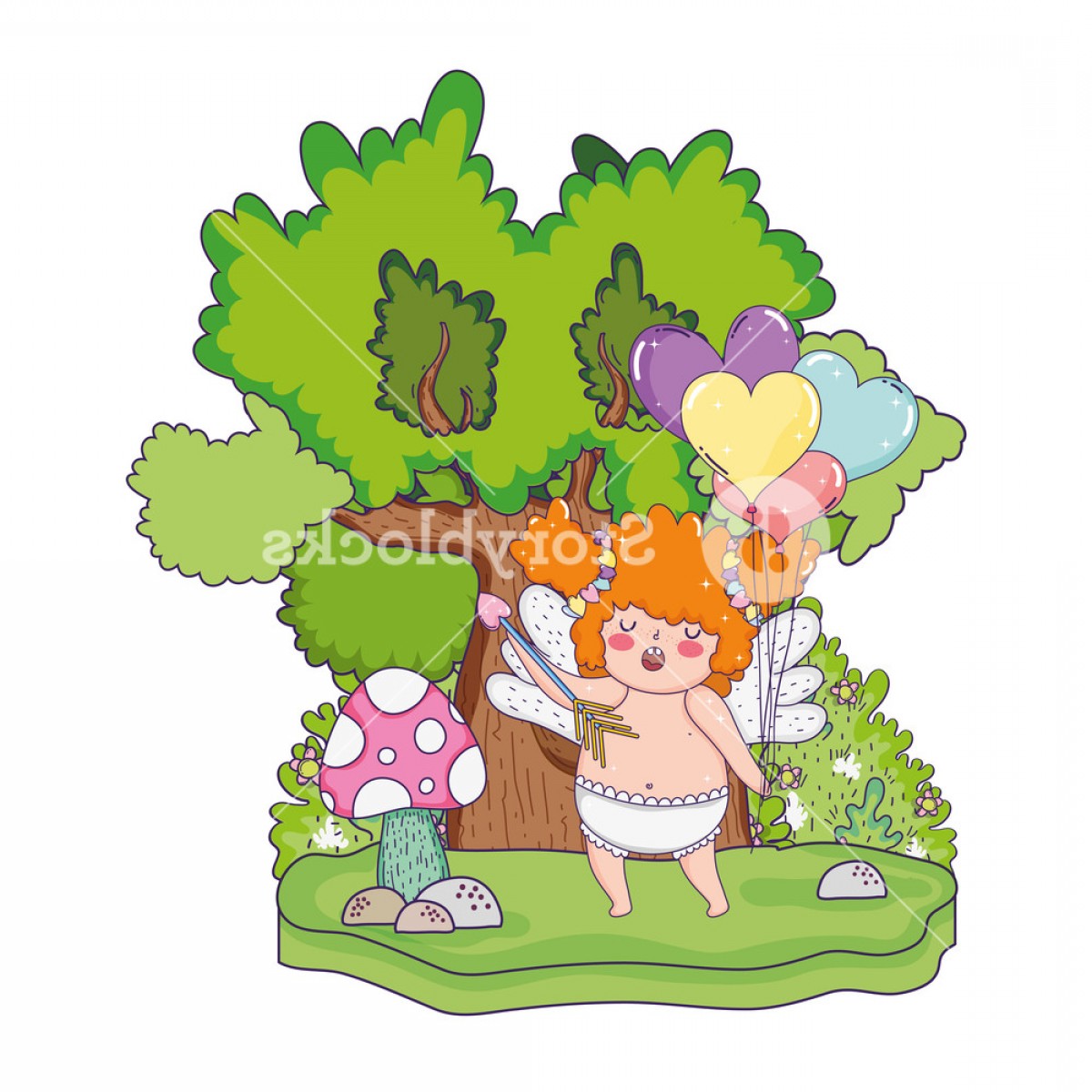 Cute Cupid Chubby Girl With Balloons Helium Heart Shape Vector 1200x1200 Cute Cupid Chubby Girl With Balloons Helium Heart Shape Vector