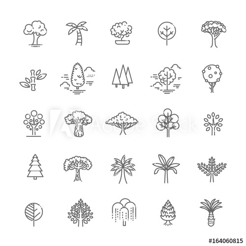 Set Of Tree Shape Vector Line Icons 500x500 Set Of Tree Shape Vector Line Icons