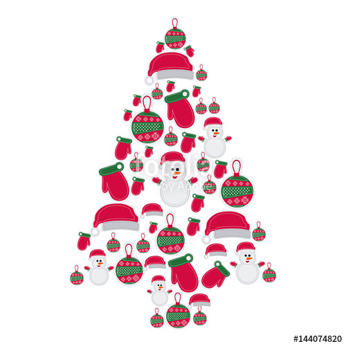 Colorful Pattern Of Christmas Silhouettes In Christmas Tree Shape 500x500 Colorful Pattern Of Christmas Silhouettes In Christmas Tree Shape