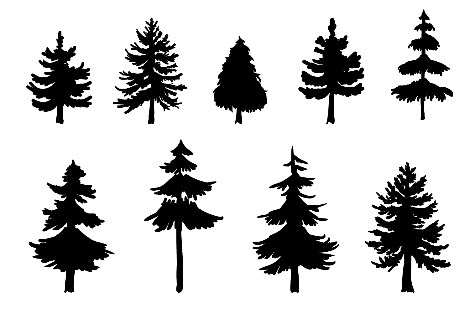 1500x1000 Vector Pine Tree Silhouette Illustrations