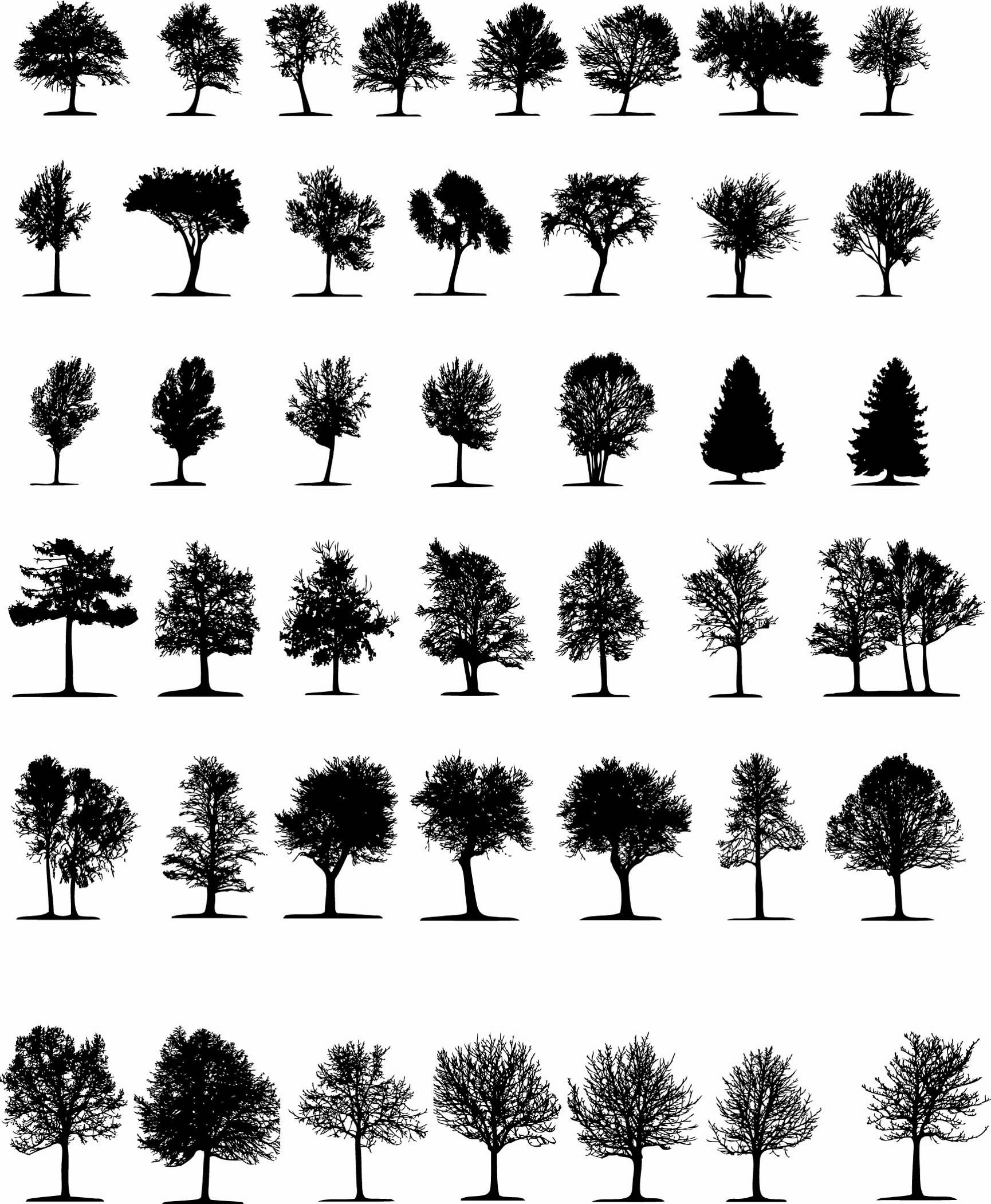 1730x2102 Free Vector A Variety Of Trees Silhouette Vector Check Out Free