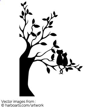335x355 Download Cats In Tree Silhouette