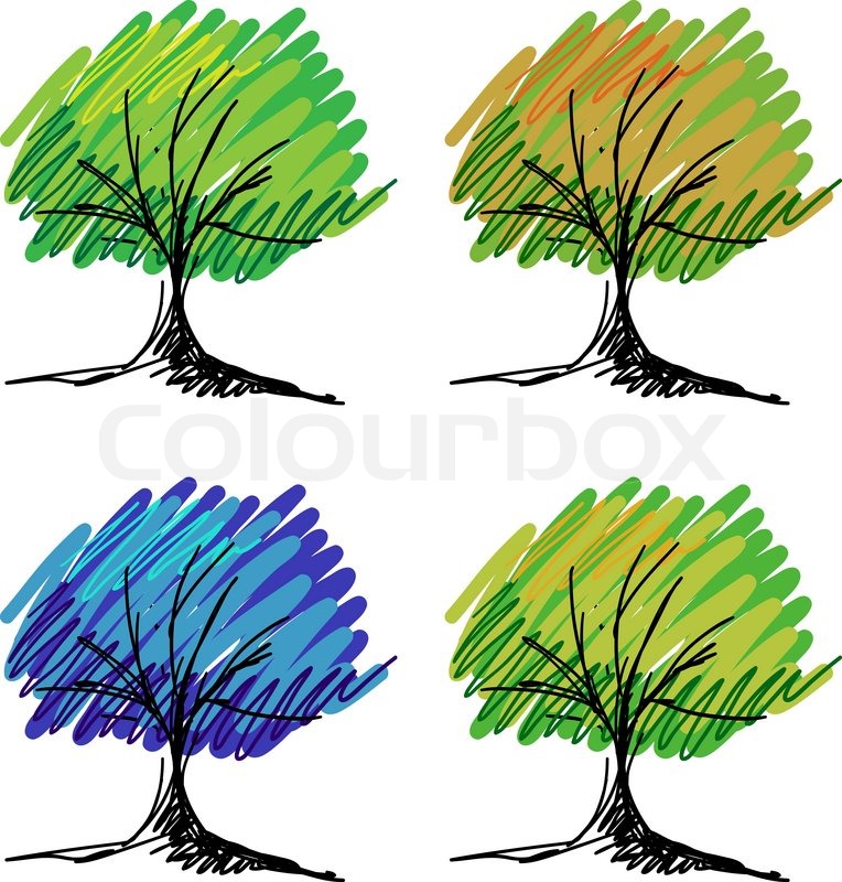 764x800 Set Of Vector Tree Sketches Stock Vector Colourbox