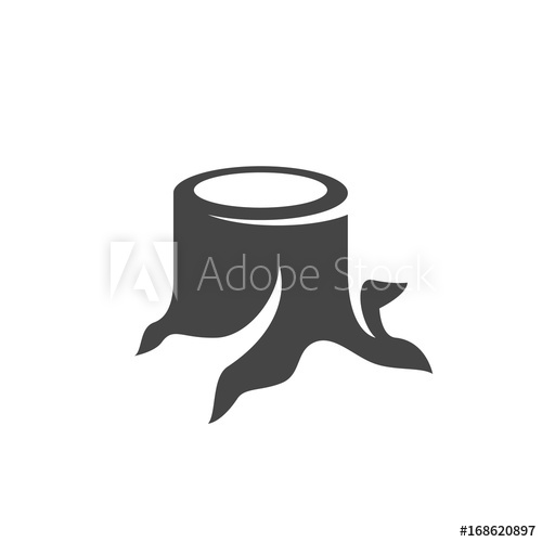 500x500 Tree Stump Icon Vector Logo On White Background