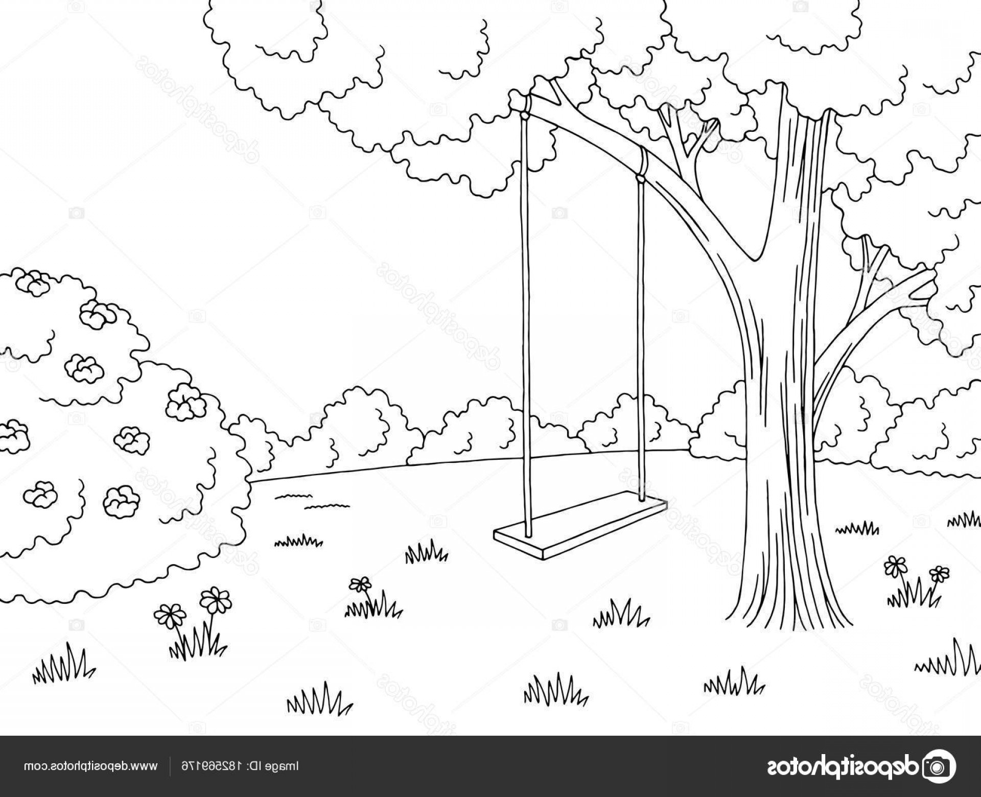 Stock Illustration Tree Swing Graphic Black White Newwaysys 1920x1560 Stock Illustration Tree Swing Graphic Black White Newwaysys