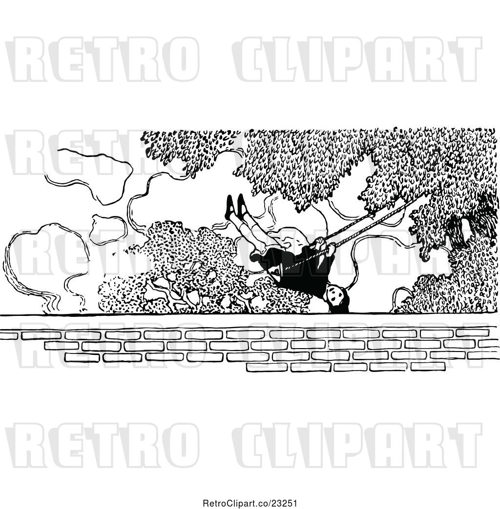 Vector Clip Art Of Retro Girl On A Tree Swing 1024x1044 Vector Clip Art Of Retro Girl On A Tree Swing