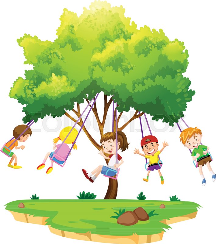 Children Sitting On Tree Swing Stock Vector Colourbox 710x800 Children Sitting On Tree Swing Stock Vector Colourbox