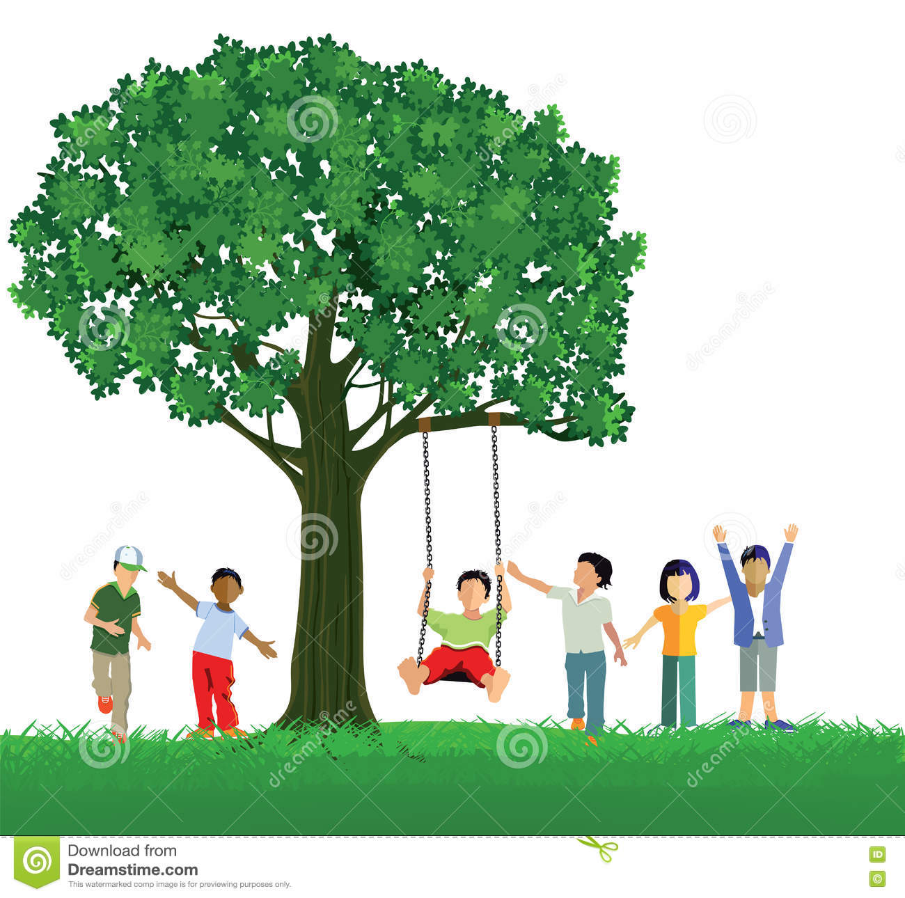 Children With Tree Swing Children Playing Outdoors Under Tree 1300x1290 Children With Tree Swing Children Playing Outdoors Under Tree