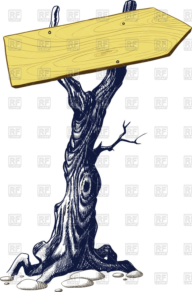 788x1200 Signboard Nailed To The Tree Trunk Vector Image Of Objects