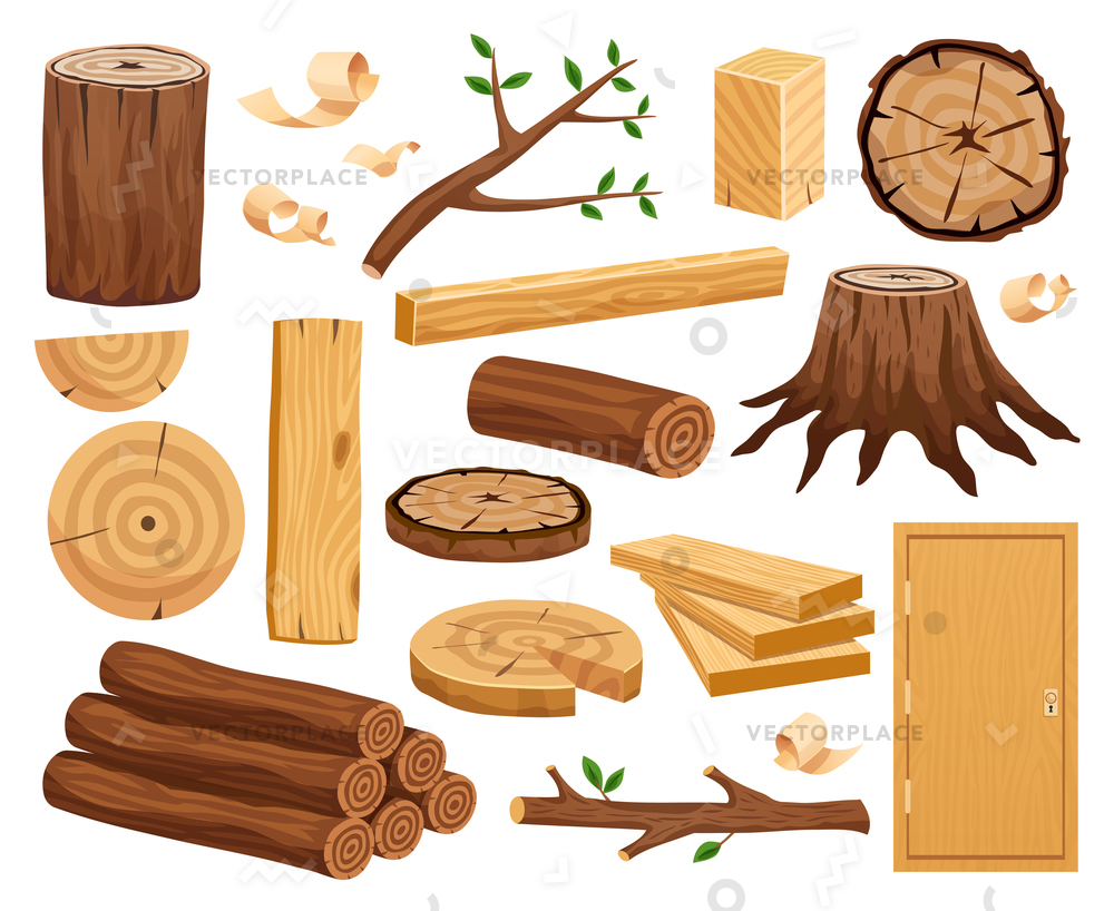 1000x818 Wood Industry Raw Material Production Samples Vector Illustration