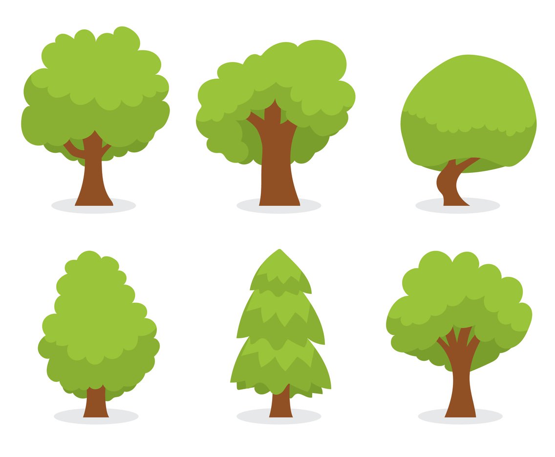 1136x936 Green Cartoon Tree Vector Set Vector Art Graphics