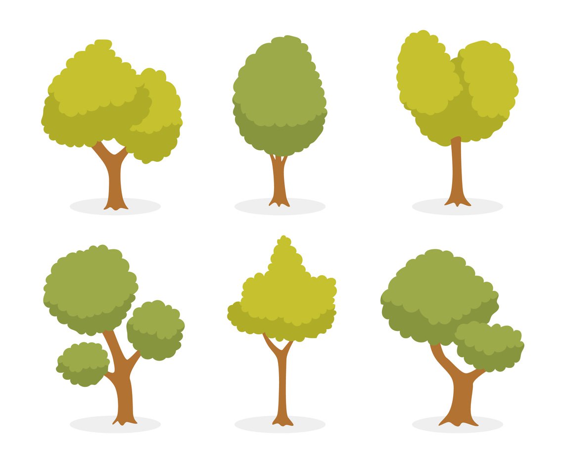 1136x936 Cartoon Green Tree Vector Vector Art Graphics