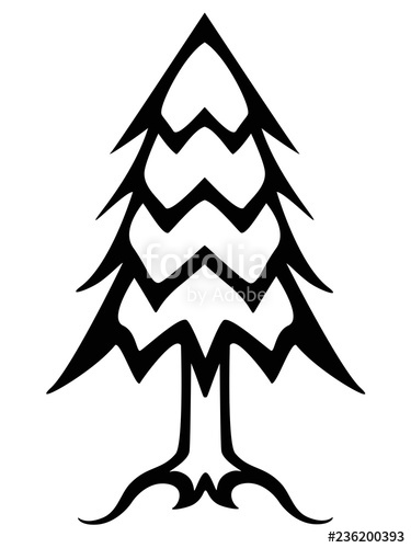 Christmas Tree Black And White Linear Picture Outline Conifer 375x500 Christmas Tree Black And White Linear Picture Outline Conifer