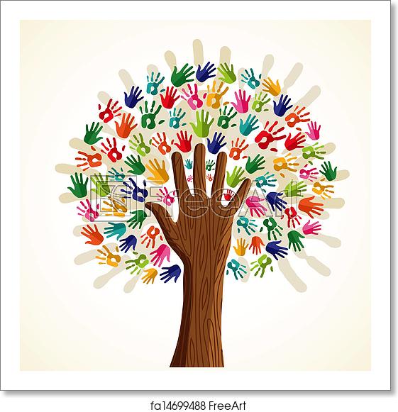 561x581 Free Art Print Of Colorful Multi Ethnic Tree Colorful Solidarity