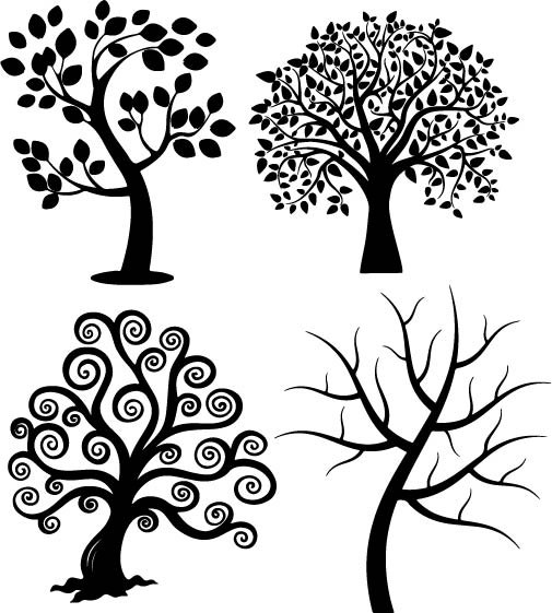505x561 Spiral Tree Silhouette Vectors