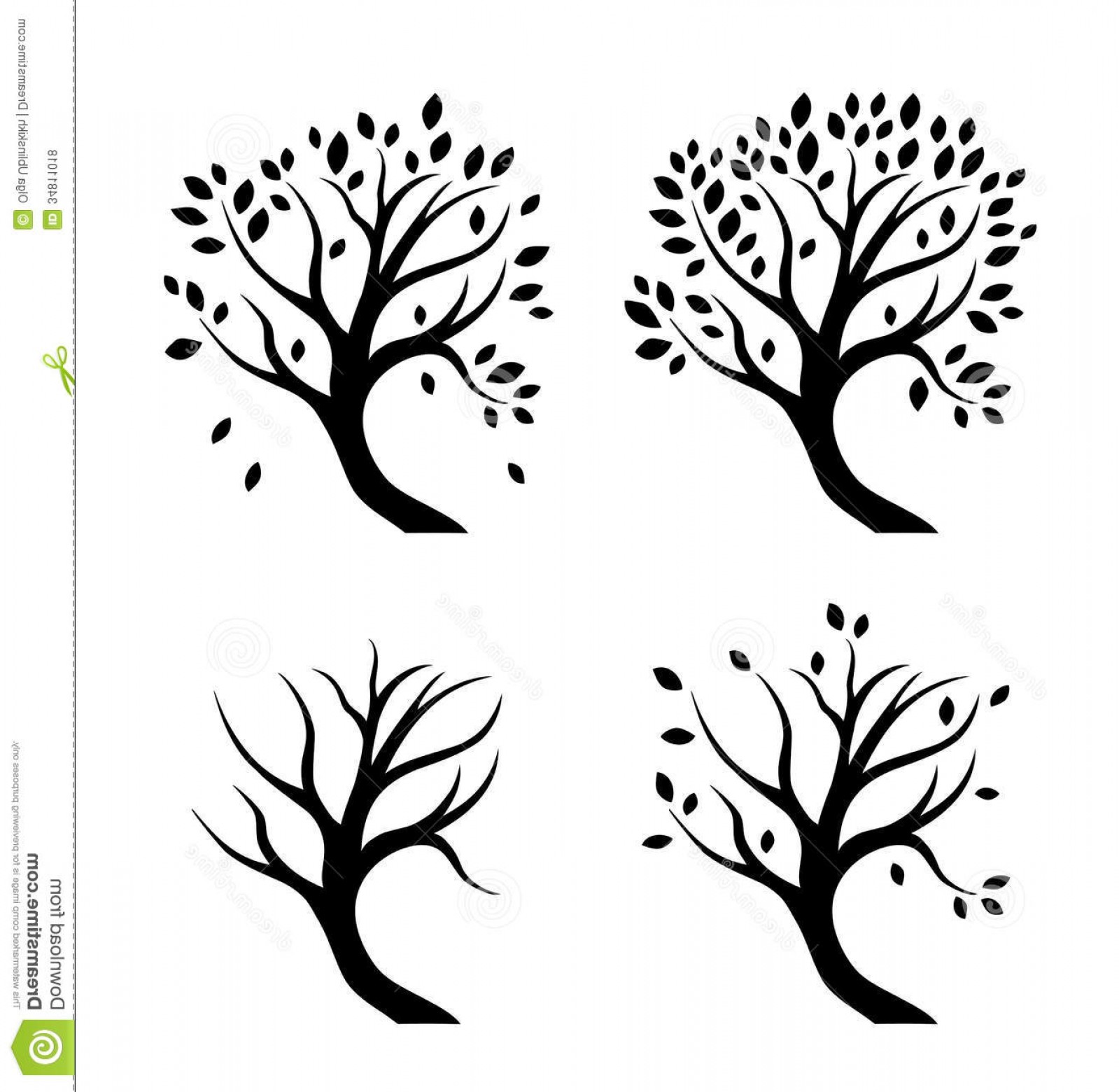 1599x1560 Royalty Free Stock Photos Vector Silhouettes Trees Seasons