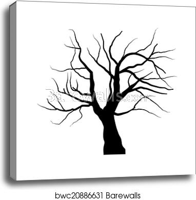 382x390 Sketch Of Dead Tree Without Leaves, Isolated On White Backgroun