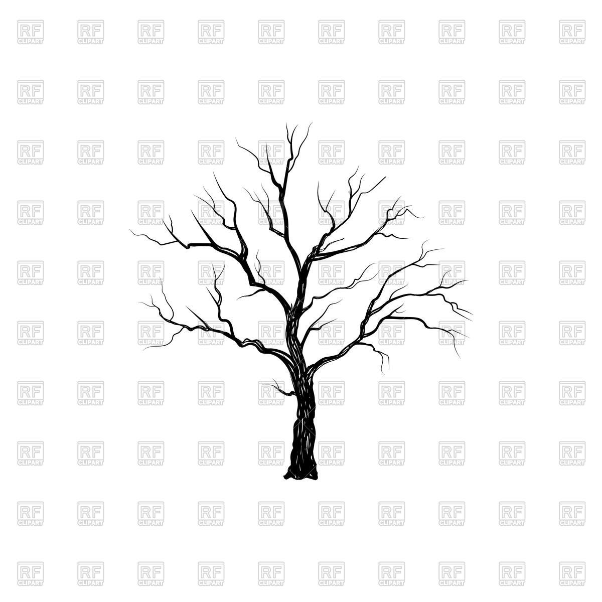 1200x1200 Tree Without Leaves Isolated Vector Image Of Silhouettes, Outlines