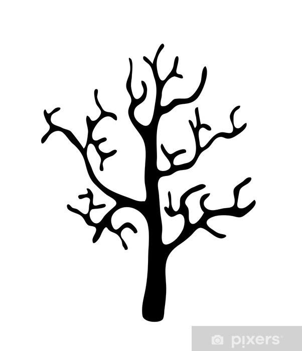 602x700 Black Tree Without Leaves, Vector Wall Mural