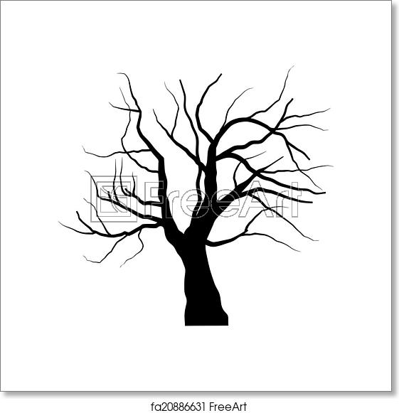 561x581 Free Art Print Of Sketch Of Dead Tree Without Leaves, Isolated