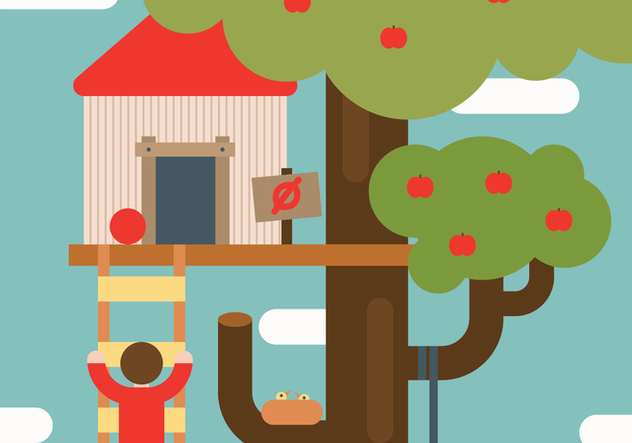 632x443 Flat Playful Treehouse Vector Free Vector Download Cannypic