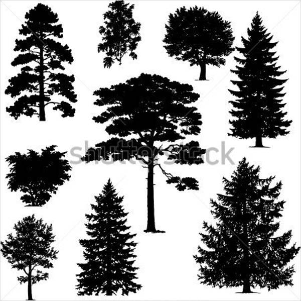 Pine Tree Silhouettes Free Premium Templates 600x599 Pine Tree Silhouettes Free Premium Templates