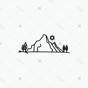 300x300 Mountain Landscape Hill Nature Tree Line Icon Vector Isolated