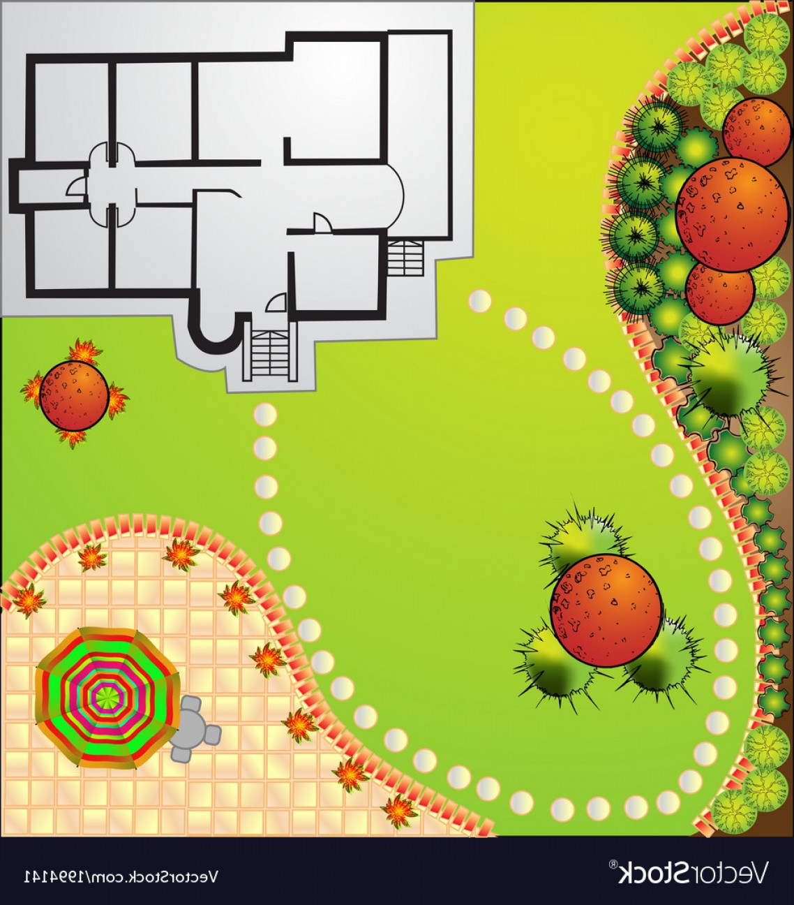 1138x1296 Landscape Plan With Treetop Symbols Vector Catchsplace