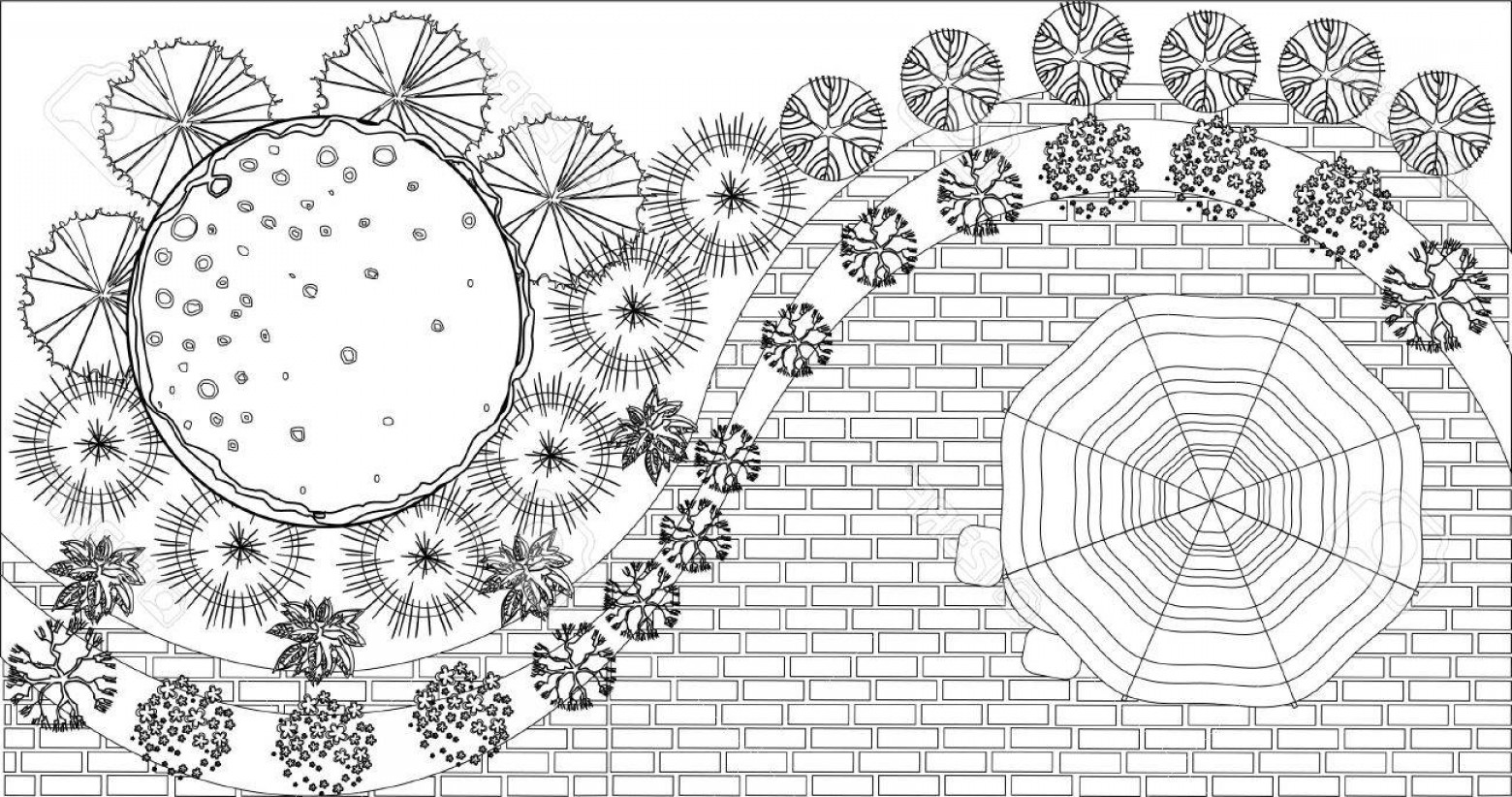 1560x822 Photostock Vector Vector Landscape Plan With Treetop Symbols