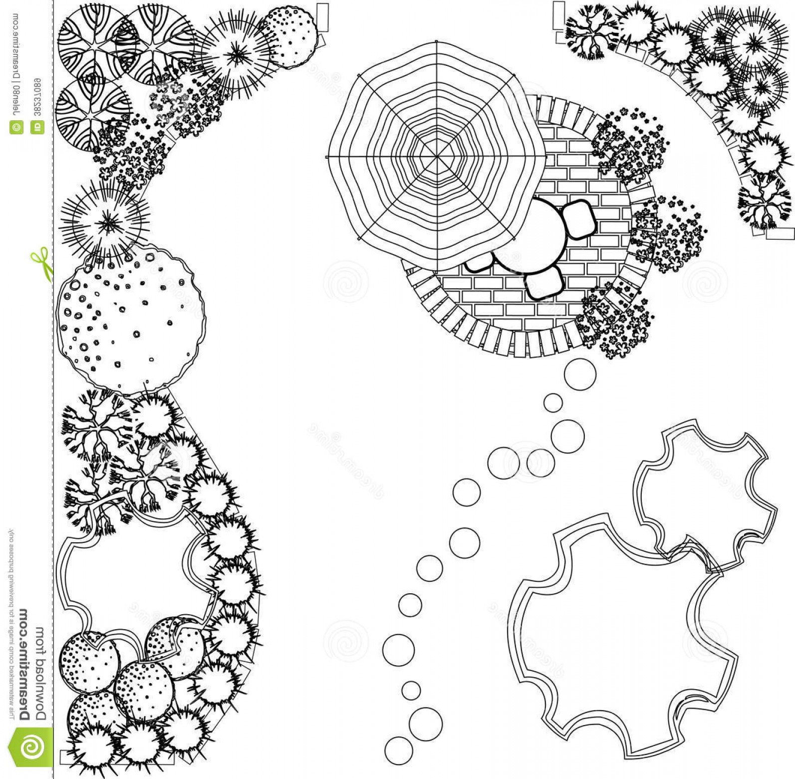 1593x1560 Royalty Free Stock Images Vector Landscape Plan Treetop Symbols