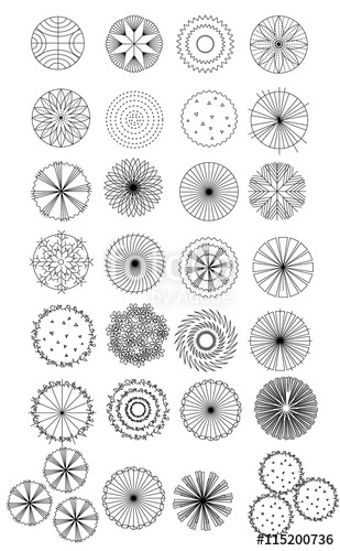 309x500 Set Of Treetop Symbols, For Architectural Or Landscape Design