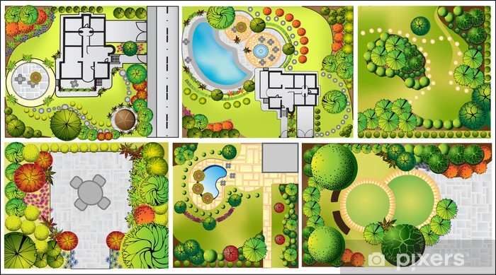 700x389 Vector Landscape Plan With Treetop Symbols Sticker