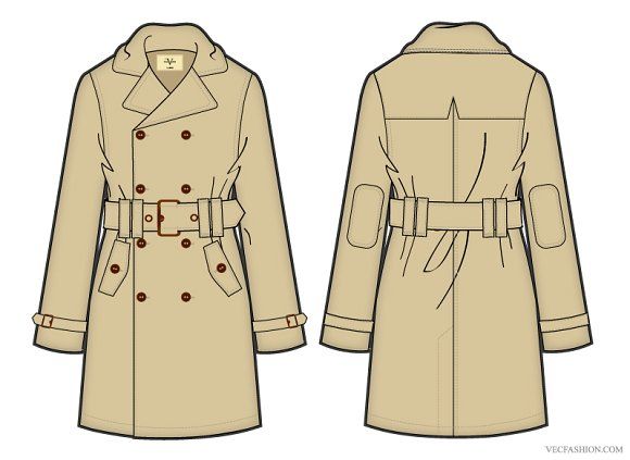 580x423 Men Trench Coat Vector Template