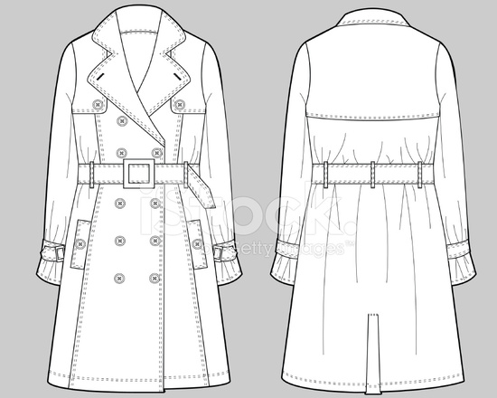 550x440 Production Flats Spring Trends Classic Trench Coat Stock Vector