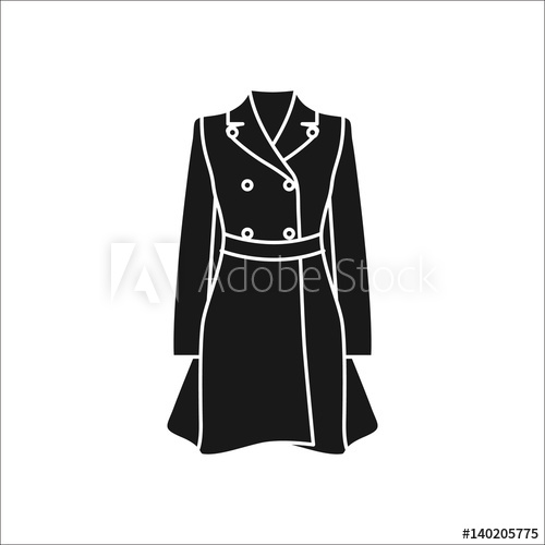 500x500 Women Trench Coat Simple Silhouette Icon On Background
