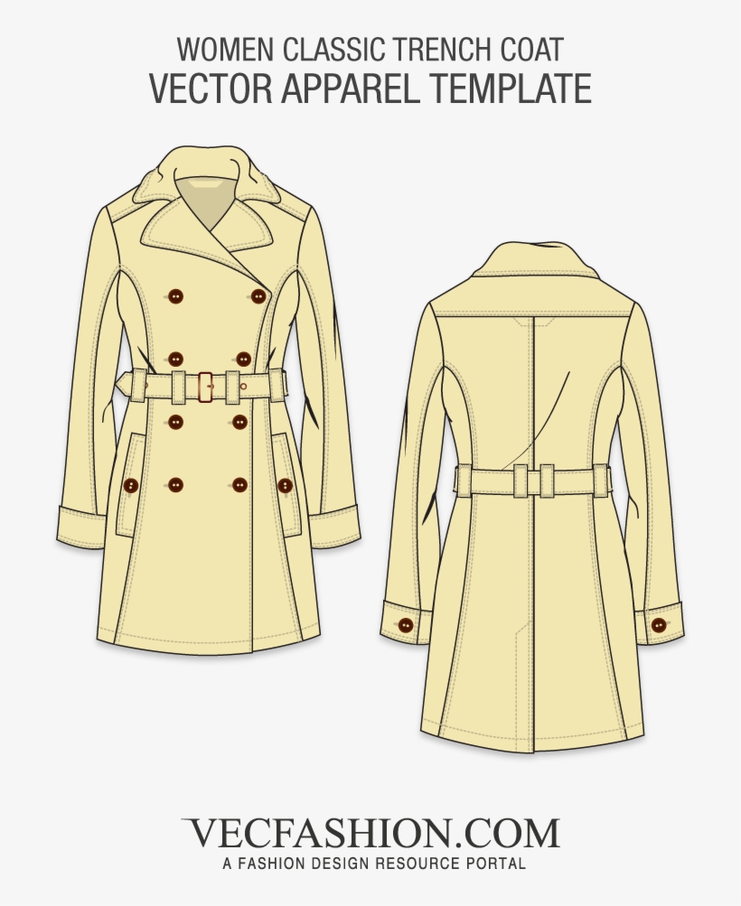 820x1003 Classic Trench Coat Vector Template