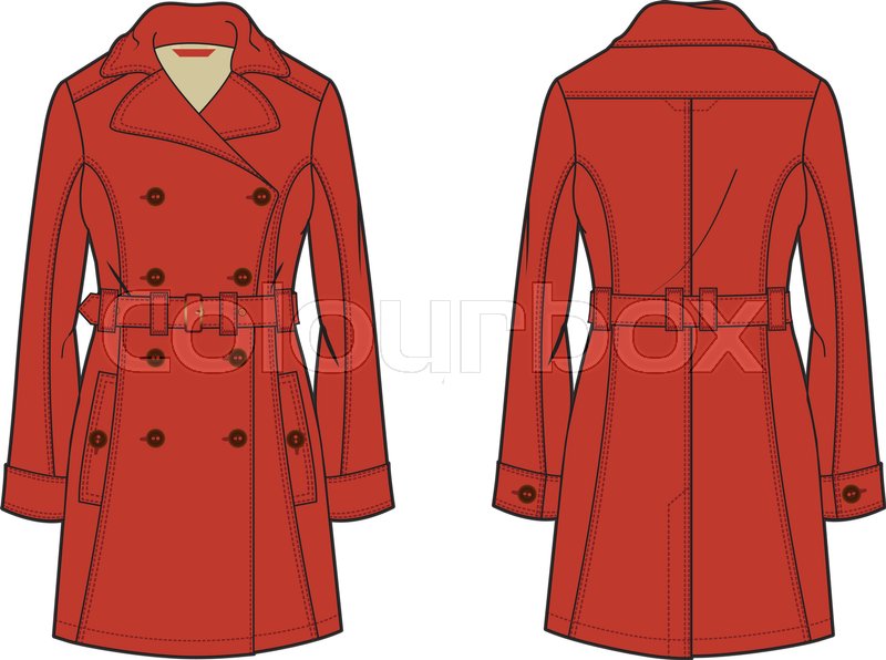 800x596 Womens Trench Coat Vector Template Stock Vector Colourbox