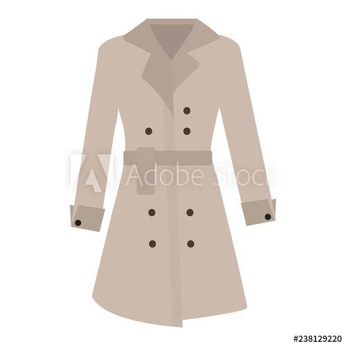 500x500 Trench Coat Icon In Flat Style Isolated Vector Illustration