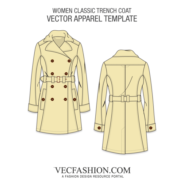 600x600 Classic Trench Coat Vector Template