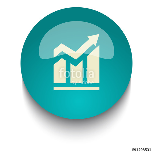 500x500 Trend Vector Icon On Blue Green Glossy Glass Button On White Bac