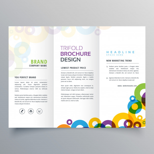 626x626 Colorful Circles Business Tri Fold Brochure Vector Design Template