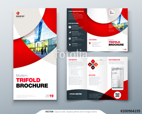 500x402 Tri Fold Brochure Design With Circle, Corporate Business Template